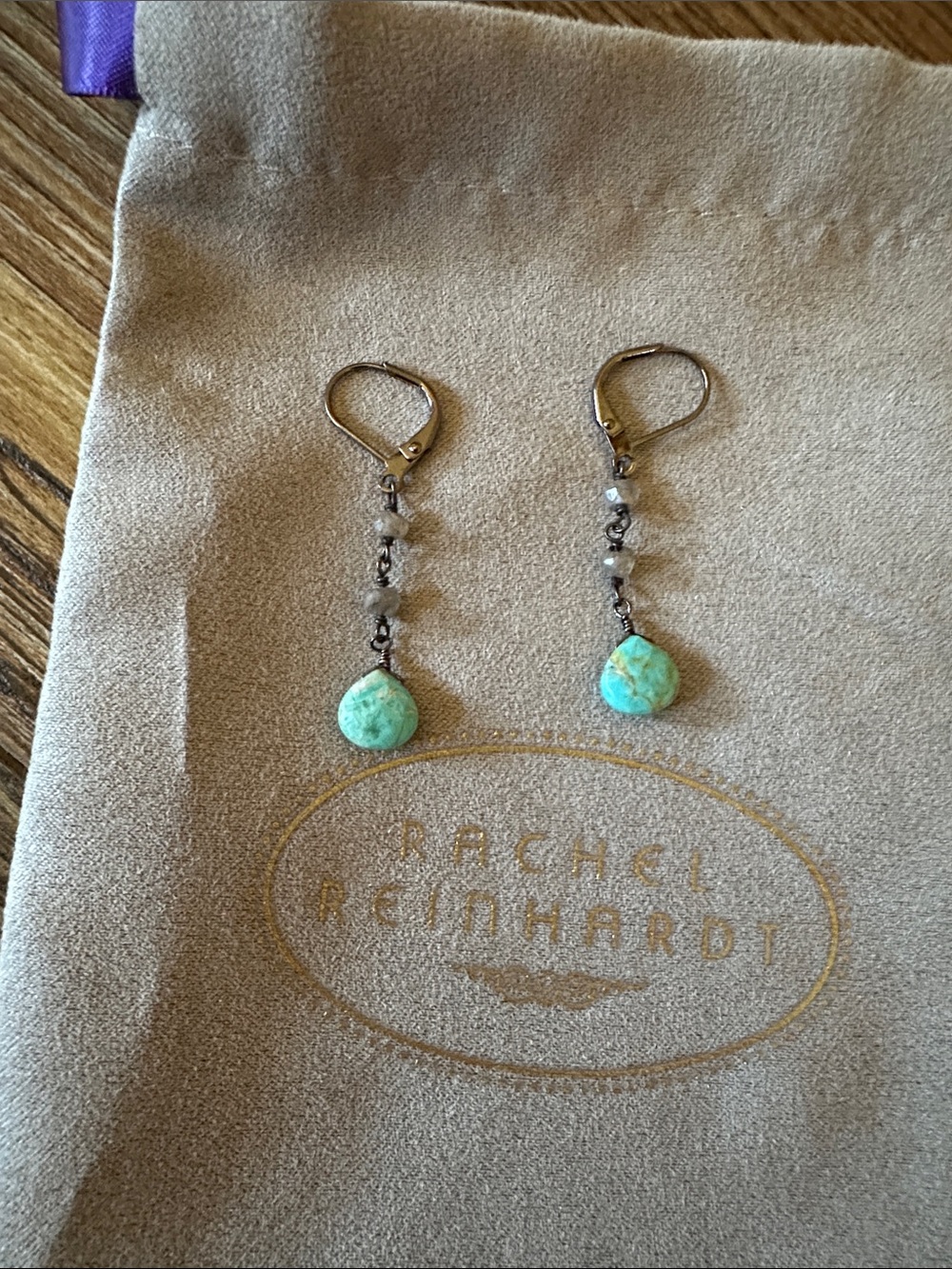 Rachel Reinhardt Turquoise Teardrop and Beaded Drop Earrings